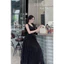 Set Váy maxi ren dài xòe phối áo gile cổ vest chun lưng buộc nơ cổ sang trọng đi tiệc cưới