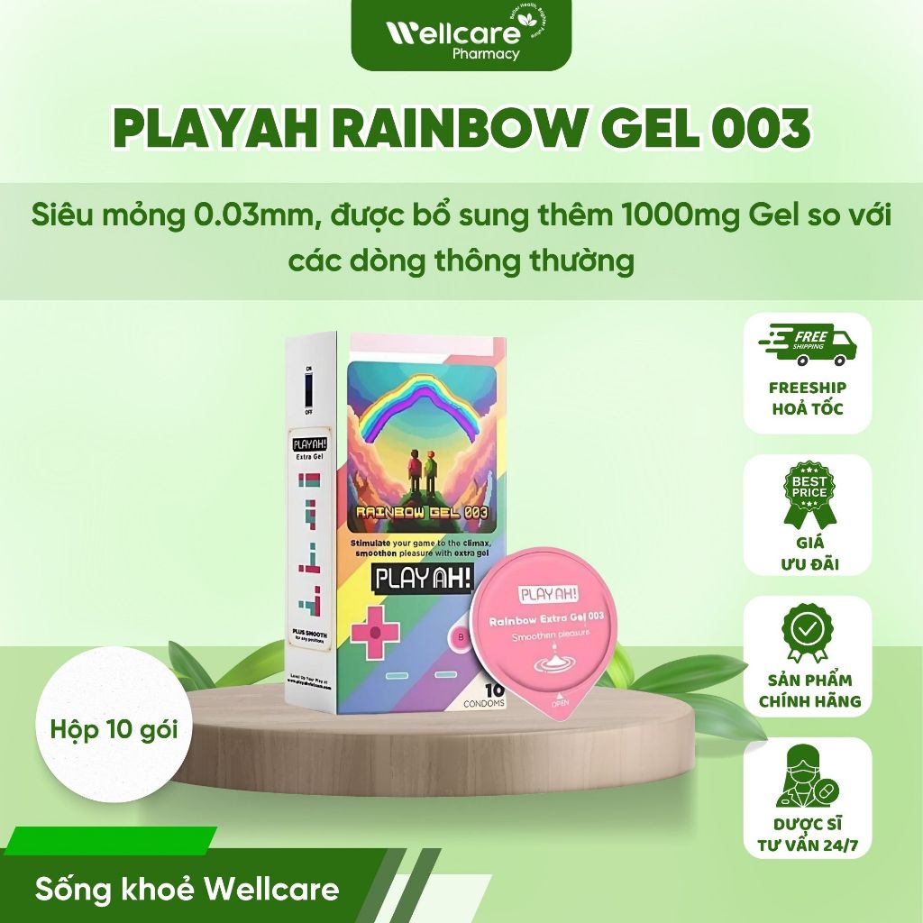 Bao Cao Su PlayAh RainBow Gel - Hộp 10 cái - Size 52mm | Shopee Việt Nam