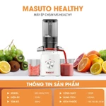 Máy Ép Chậm Masuto Ms Healthy Ép Trái Cây Nguyên Quả Kiệt Bã Dung Tích 0,6L Làm Kem,Ép Cần Tây, Cà Rốt Detox — ảnh 5
