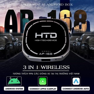 HTD Mini Android Box Ô Tô AP168 – CarPlay/Android Auto Không Dây – Giữ Zin Xe – Android 13