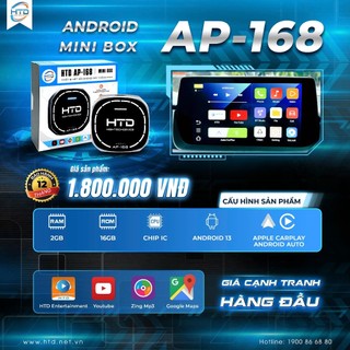 HTD Mini Android Box Ô Tô AP168 – CarPlay/Android Auto Không Dây – Giữ Zin Xe – Android 13