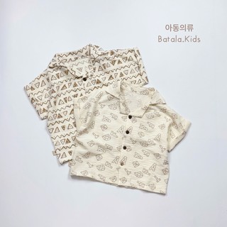 Bộ đồ mùa hè cho bé BATALA KIDS, SET QUẦN ÁO HỌA TIẾT NÂU BE 2 màu kiểu dễ thương Hàn Quốc cho bé trai bé gái thoáng mát
