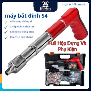 Máy bắn đinh ( S4 )-( Tặng kèm 100 Đinh Nấm ) Full Hộp Đựng + Phụ kiện thay thế + Phụ kiện bảo hộ