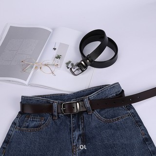 Thắt lưng nam nữ mặt đen phong cách Hàn Quốc, dây nịt da thật unisex đi học, đi làm bản 2.8cm TL75