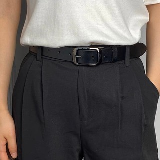 Thắt lưng nam nữ mặt đen phong cách Hàn Quốc, dây nịt da thật unisex đi học, đi làm bản 2.8cm TL75