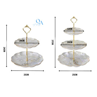 Mẫu mới 2026| Khay, đĩa, kệ, bồng hoa quả bánh kẹo sứ vân đá cao cấp 2 tầng/ 3T. Khay mứt, bánh LUXURY HOME DECOR có sẵn