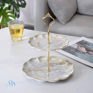 Mẫu mới 2026| Khay, đĩa, kệ, bồng hoa quả bánh kẹo sứ vân đá cao cấp 2 tầng/ 3T. Khay mứt, bánh LUXURY HOME DECOR có sẵn