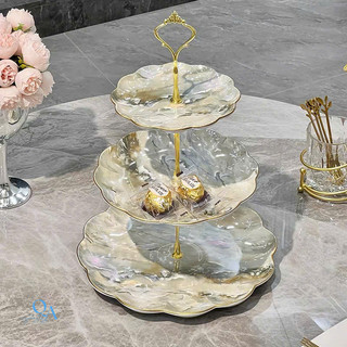 Mẫu mới 2026| Khay, đĩa, kệ, bồng hoa quả bánh kẹo sứ vân đá cao cấp 2 tầng/ 3T. Khay mứt, bánh LUXURY HOME DECOR có sẵn