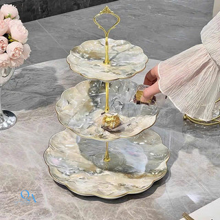 Mẫu mới 2026| Khay, đĩa, kệ, bồng hoa quả bánh kẹo sứ vân đá cao cấp 2 tầng/ 3T. Khay mứt, bánh LUXURY HOME DECOR có sẵn