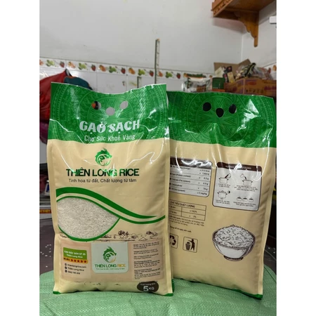Gạo ST 25 Thiên Long Rice Hàng Vuông Tôm Đặc Sản Sóc Trăng - Gạo Thơm Thượng Hạng Bịch 5 KG