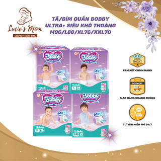 [Siêu Tiết Kiệm] Tã/Bỉm Quần/ Dán Bobby Ultra Siêu Khô Thoáng Mềm Mại, Size M/L/XL/XXL - Lucie's Mom