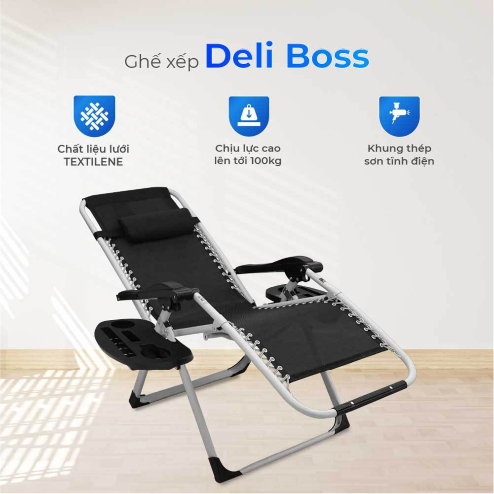 Ghế xếp thư giãn cao cấp Deli Boss QUI PHÚC, gấp gọn tiện lợi, đa năng, vải lưới thoáng mát