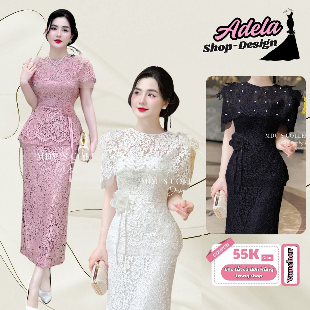 Váy Thiết Kế ADELA DESIGN Dáng Váy Ôm Body Nhẹ Đính Hoa Nổi BST MDU4329