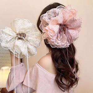 Kẹp Tóc Ren Thêu 4 Lớp Size To Bồng Bềnh Kiểu Pháp Khí Chất Kẹp Tóc Sau Đầu