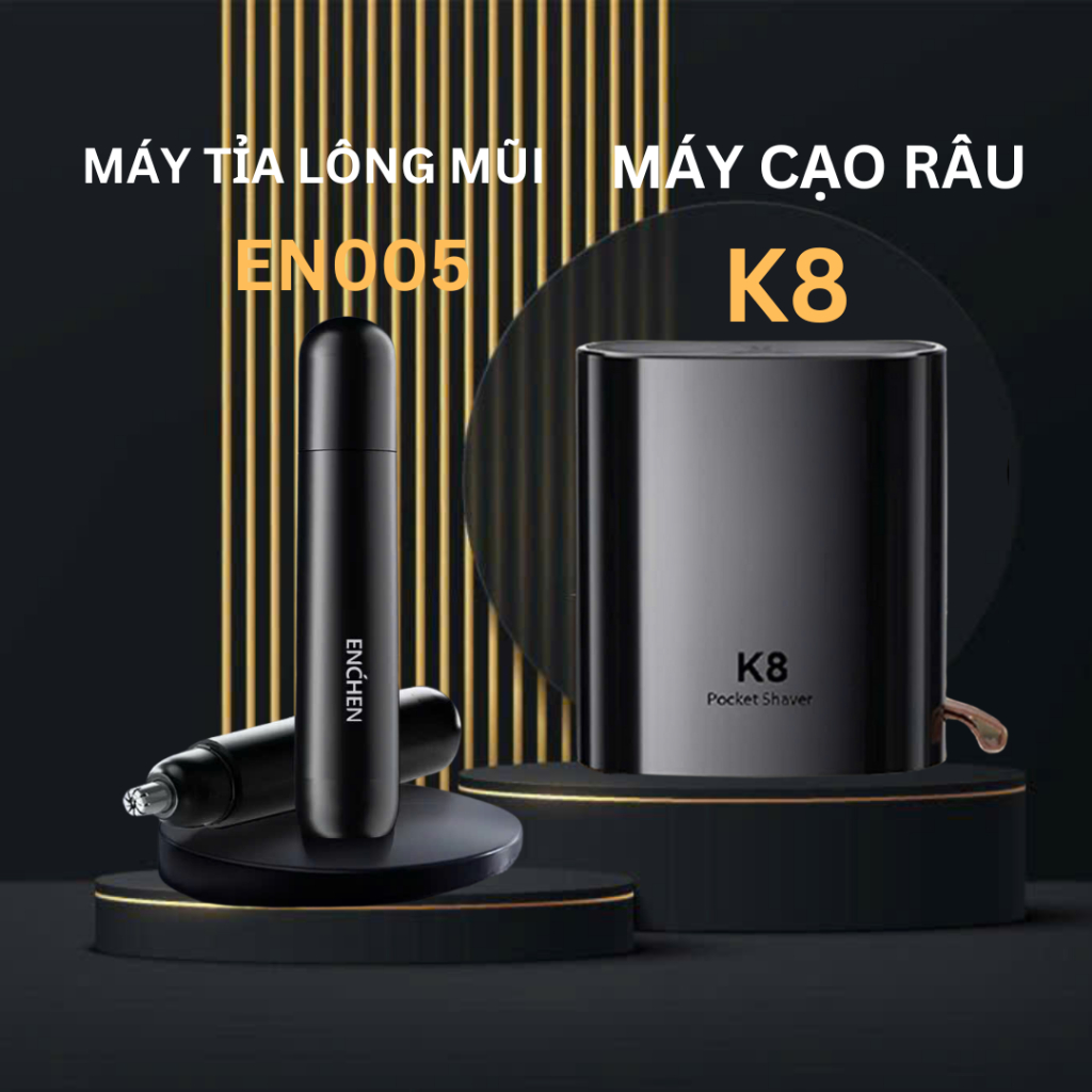 Máy cạo râu Enchen K8 đầu cạo 2D chống nước, 18 lưỡi dao tự mài, pin ...