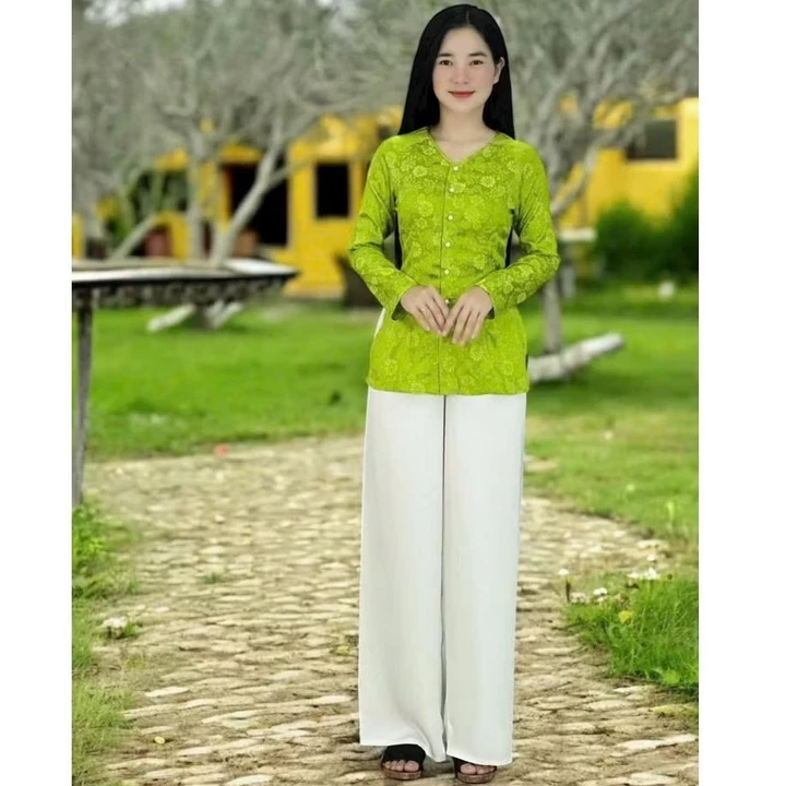 Áo bà ba nữ GẤM 2 DA CỔ TIM truyền thống quần áo phật tử đồ lam đi chùa nữ(BÁN ÁO LẺ HOẶC QUẦN LẺ)