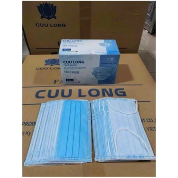 Khẩu trang y tế 4 lớp Cửu Long Face Mask hộp 50 cái 4 lớp dày dặn màu xanh , trắng , xám .