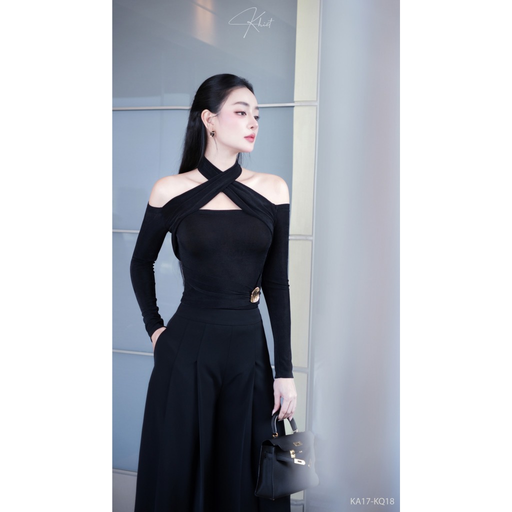 Quần suông đen KHIẾT dập ly thanh lịch KQ18