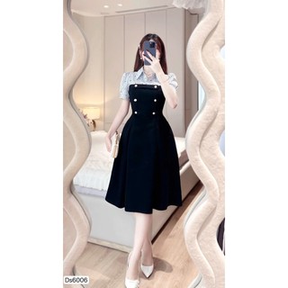ĐẦM NỮ DÁNG XÒE PHỐI KẺ SỌC TAY ĐÍNH NÚT XINH XẮN CHO CÁC NÀNG TIỂU THƯ