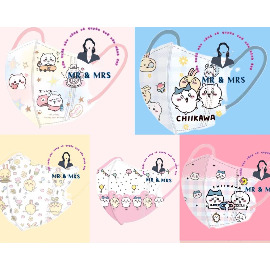 (Set 10/50C) Khẩu Trang Hoạt Hình Chiikiwa Cho Bé 4-12T