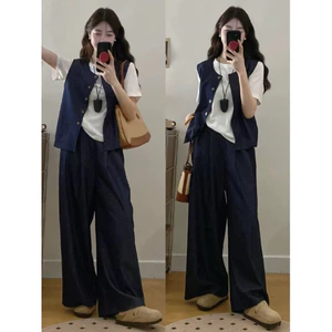Sét bộ đồ ba mảnh chất liệu polyester+cotton form dáng đứng