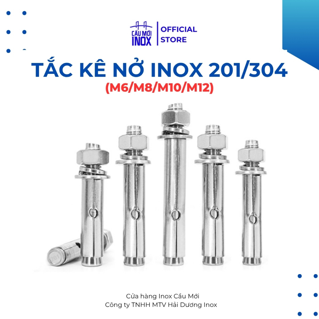 Tắc kê nở inox 201/304 đủ các size – Bu lông nở công trình, hàng loại 1