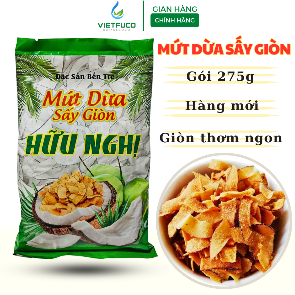 275g Mứt dừa khô sấy giòn Hữu Nghị – Đặc sản Bến Tre