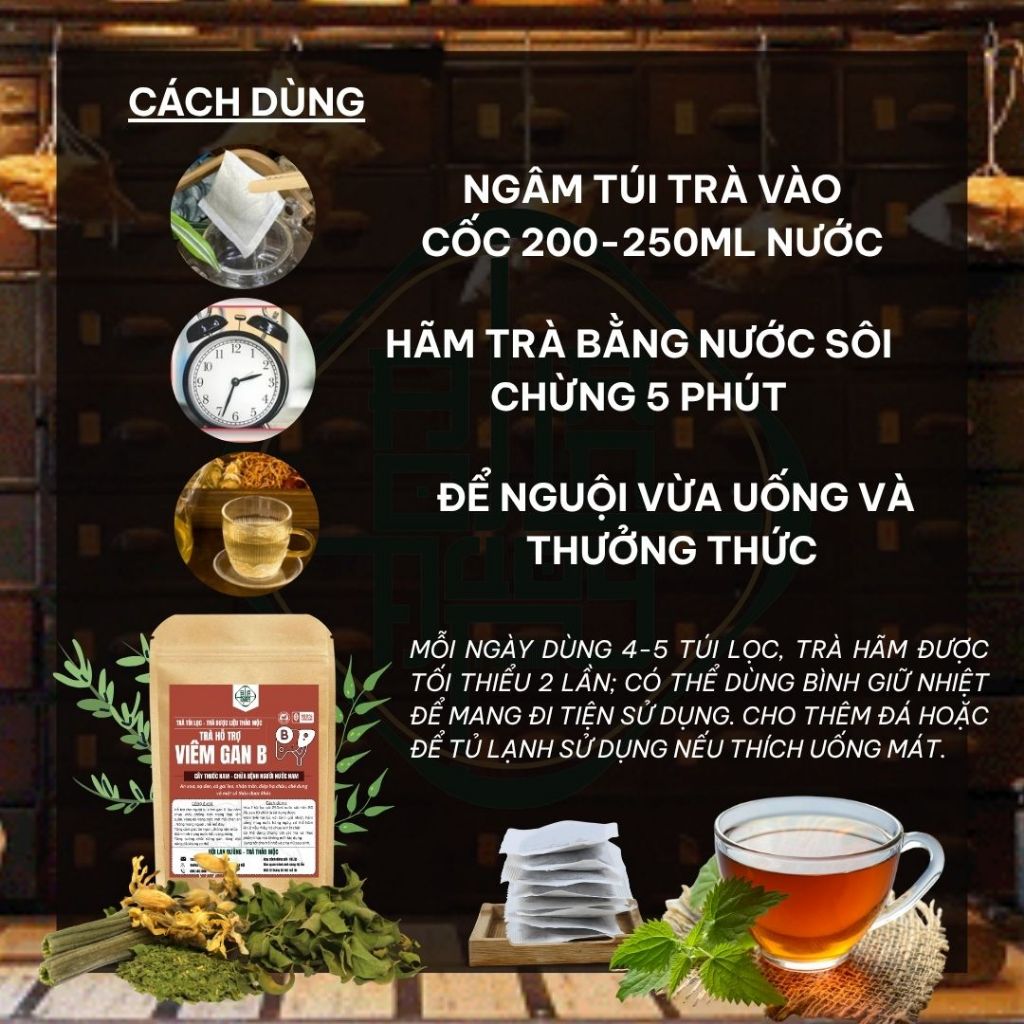 Trà Viêm Gan B Bội Lan Đường, Giảm Virus, Đau Liên Sườn, Vàng Da Vàng Mắt, Mệt Mỏi, Chán Ăn 50 lọc