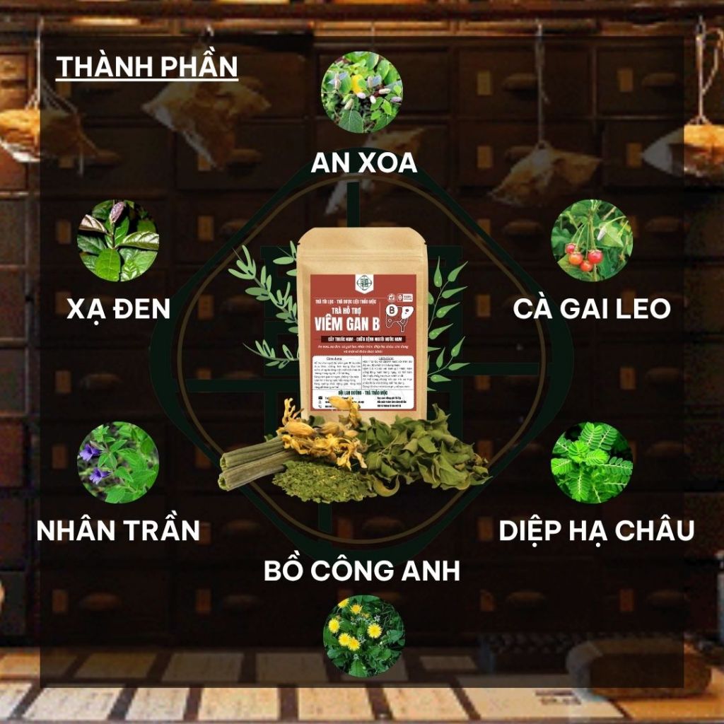 Trà Viêm Gan B Bội Lan Đường, Giảm Virus, Đau Liên Sườn, Vàng Da Vàng Mắt, Mệt Mỏi, Chán Ăn 50 lọc