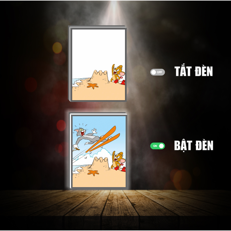Tranh đèn led 3D đổi màu Tom And Jerry - Tranh đèn led 3D ANIME trang trí bàn làm việc, đèn ngủ
