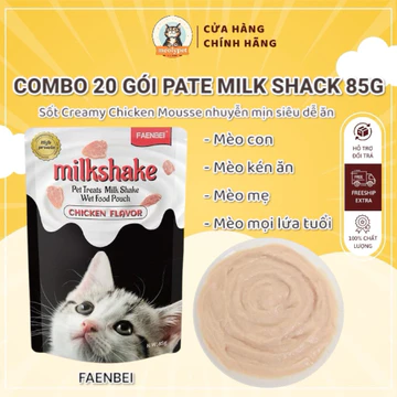 COMBO 12-24 GÓI Pate Sữa MilkShake Dạng Creamy Mousse Vị Gà Dành Cho Mèo Con, Mèo Kén Ăn, Mèo Bầu, Mèo Mẹ 85g