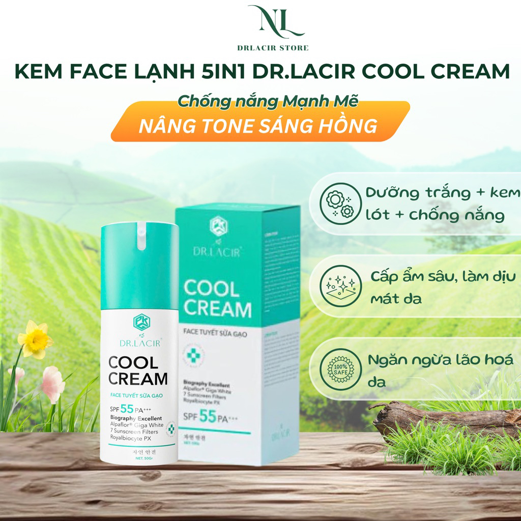 KEM COOL CREAM CHỐNG NẮNG, DƯỠNG TRẮNG DA BAN NGÀY DRLACIR 7 MÀNG LỌC