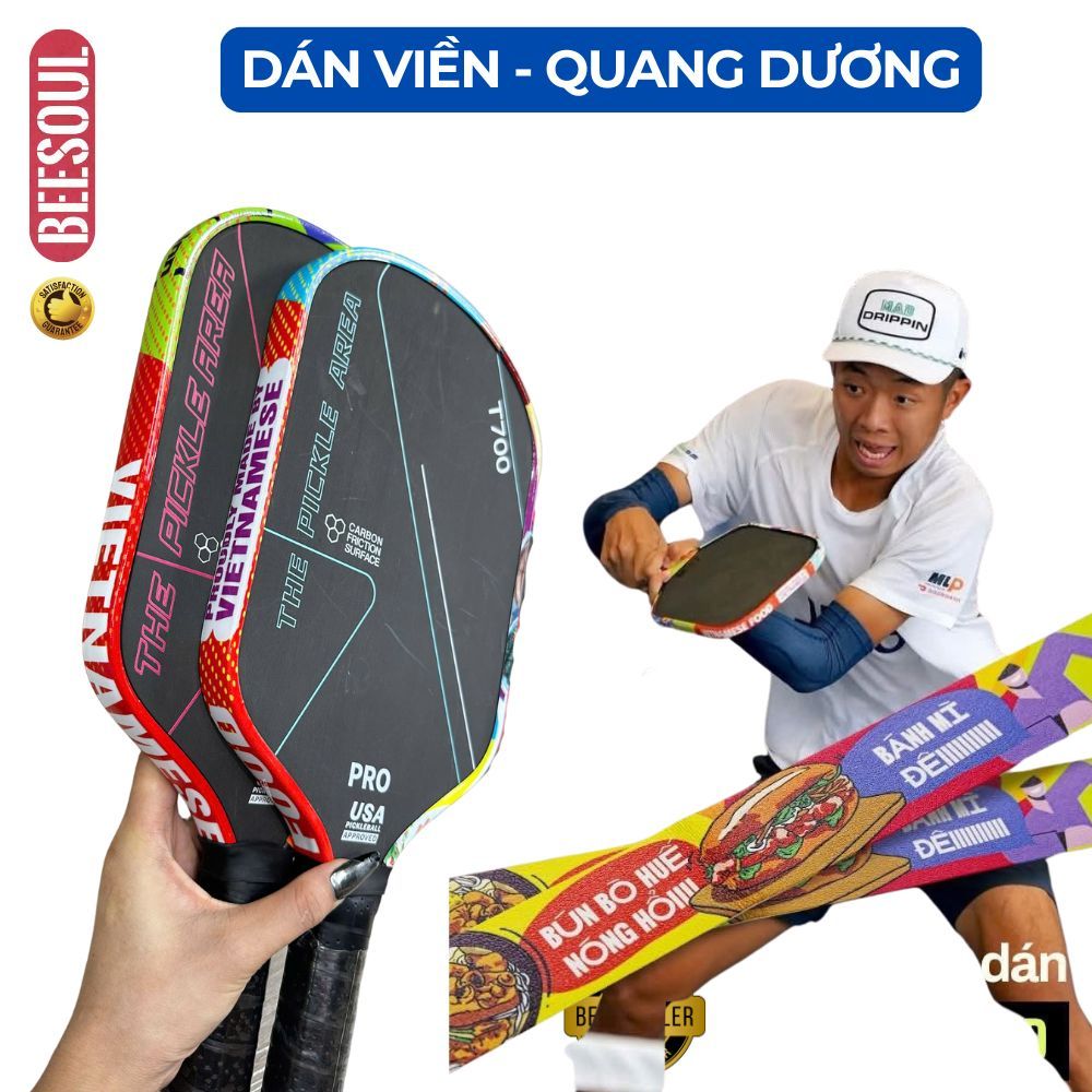 Dán viền vợt pickleball Quang Dương hottrend in 5D siêu hot decal dày dặn 2 mẫu bảo vệ vợt tối ưu BS
