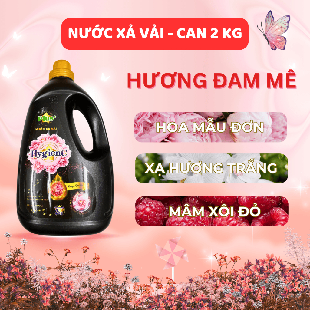 Combo 2 Can Nước Xả Dưỡng Vải Đậm Đặc HYGIENC PLUS 2.0 Kg/Can - Hương Nước Hoa, Dưỡng Vải