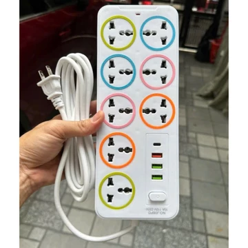 (8 LỔ Cắm) Ổ Cắm Điện Thông Minh Đa Năng 8 Ổ Cắm 4 Cổng USB , Ổ Điện Lỗ Chống Giật Có Công Tắc An Toàn Chịu Tải 2200W