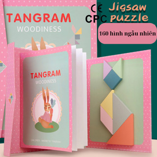 Đồ chơi trí tuệ-Đồ chơi giáo dục- Đồ chơi sách ghép hình tangram nam châm nổi tiếng, kích thước 17cm x 20cm