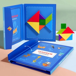 Đồ chơi trí tuệ-Đồ chơi giáo dục- Đồ chơi sách ghép hình tangram nam châm nổi tiếng, kích thước 17cm x 20cm