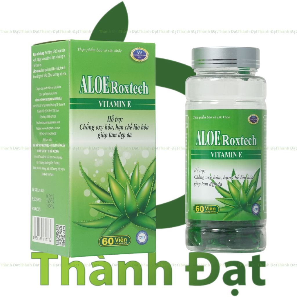 Viên uống chống lão hóa da Aloe Roxtech Lô hội cấp ẩm cho da, Vitamin E ...