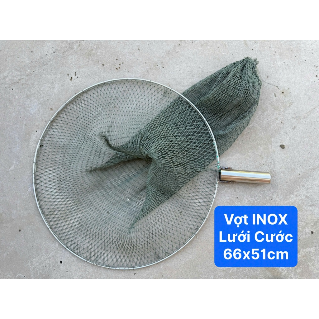 Vợt INOX LOẠI TO, Lưới Cước, Khung 66x51cm ( Vớt các loại cá ) Màu Xám ...