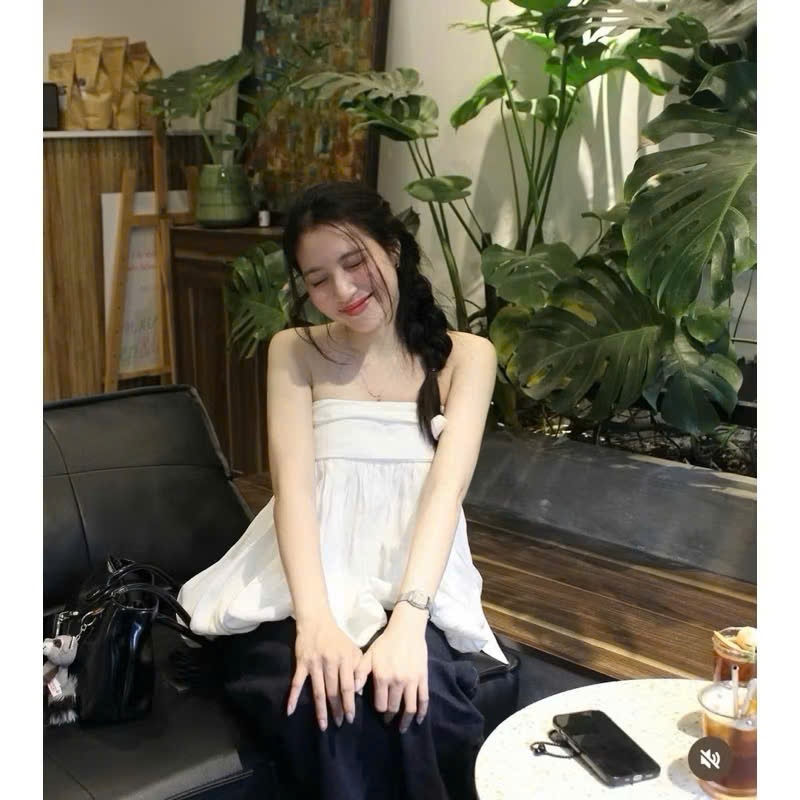 Áo Cúp Ngực Dáng Quây Phồng Thắt Nơ Chun Lưng Tôn Dáng Joolate Áo Quây Sexy Đi Biển Mùa Hè