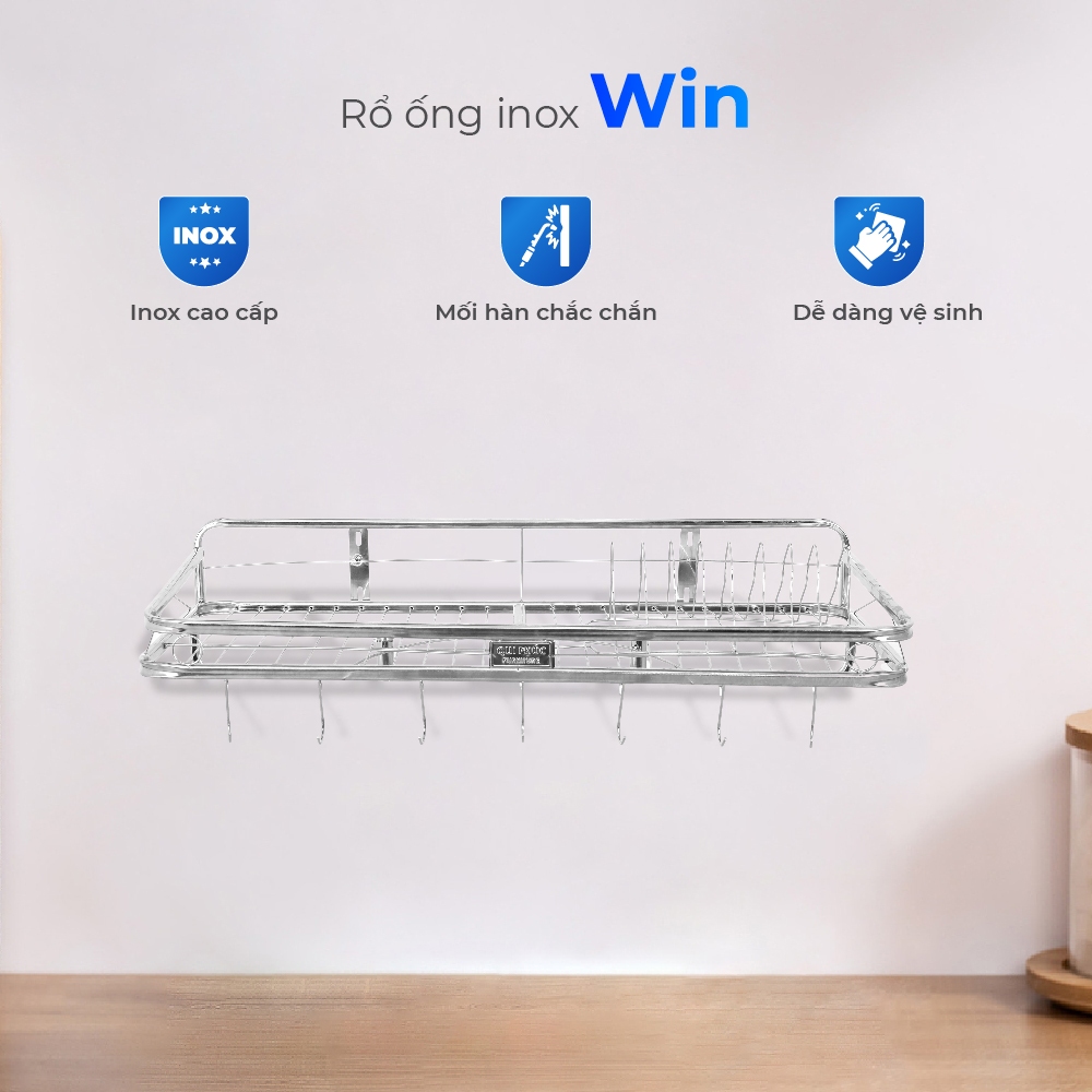Kệ chén đĩa Win QUI PHÚC, dạng treo, inox 201 cao cấp, sáng bóng, chắc chắn, bền đẹp, tiết kiệm diện tích