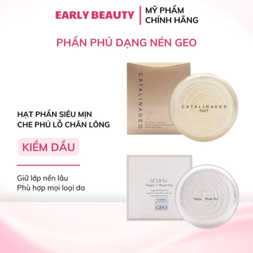 Phấn phủ dạng nén Geo Lamy Sempre Happy & Please Pact Phấn phủ kiềm dầu, che phủ tự nhiên, lâu trôi – Early Beauty