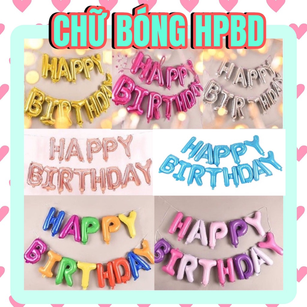 Dây Chữ Bóng Happy Birth Day Đủ Màu