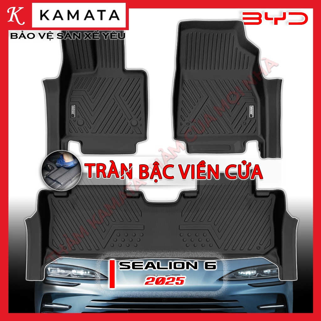 Thảm lót sàn ô tô BYD sealion 6 2025-2026 đúc nguyên khối TPV (3 tấm/Bộ) KAMATA