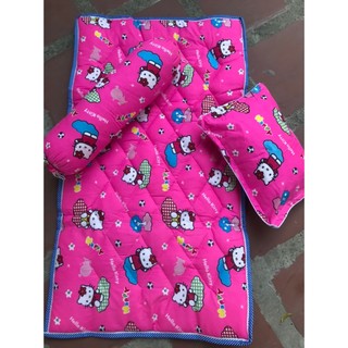 Bộ gối nệm cho bé đi học nhà trẻ Cotton họa tiết hoạt hình trẻ em