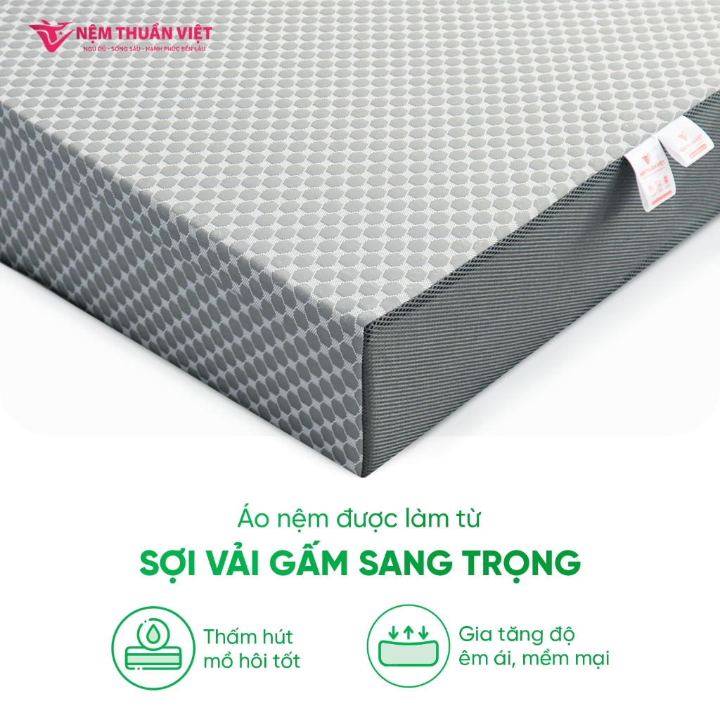 Nệm Foam Standard Thuần Việt -  Nâng Đỡ Êm Ái, Thoáng Mát - Đầy Đủ Kích Thước