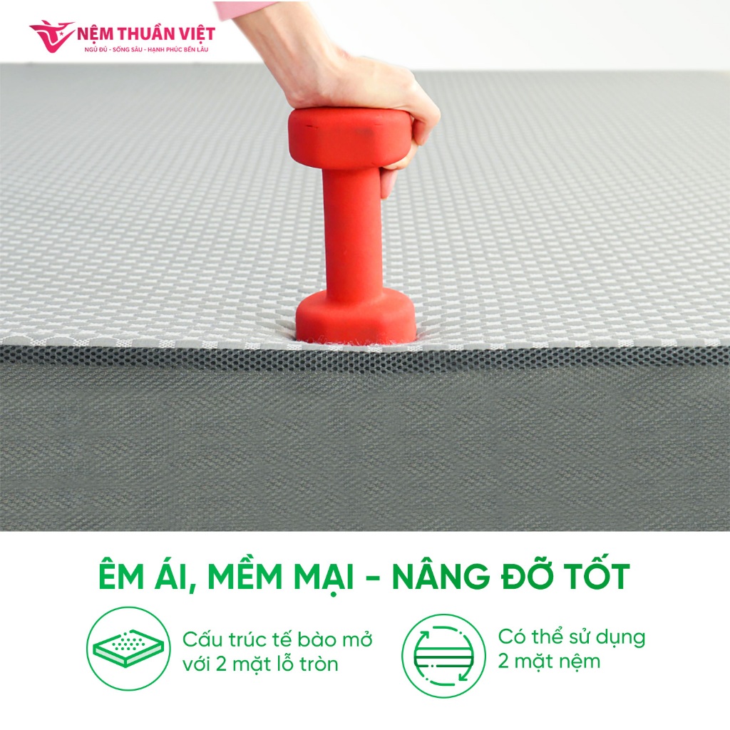 Nệm Foam Standard Thuần Việt -  Nâng Đỡ Êm Ái, Thoáng Mát - Đầy Đủ Kích Thước