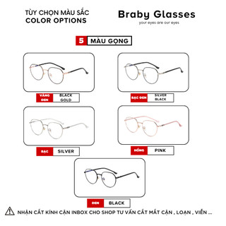 Gọng Kính Cận Dẻo Đa Giác Nam Nữ Braby Glasses Chất Liệu Thép Không Gỉ Siêu Nhẹ Thiết Kế Sang Trọng MK123