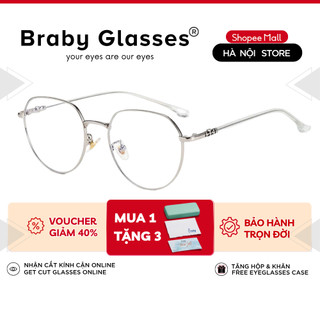Gọng Kính Cận Dẻo Đa Giác Nam Nữ Braby Glasses Chất Liệu Thép Không Gỉ Siêu Nhẹ Thiết Kế Sang Trọng MK123