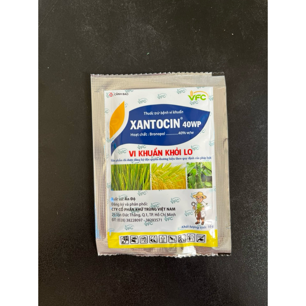 Khuẩn XANTOCIN VFC - gói 10g pha bình 16lít- Cháy bìa lá thối gốc do khuẩn